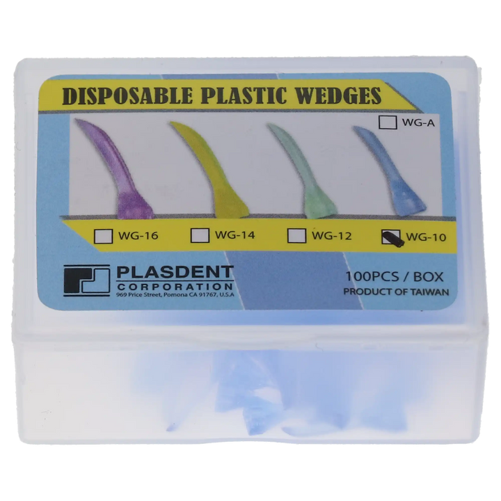 Accuwedges Plastic Wedges, Disposable, 10 mm, Extra Small, Blue, 100/Pk, WG-10
