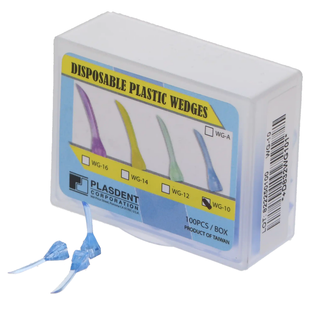 Accuwedges Plastic Wedges, Disposable, 10 mm, Extra Small, Blue, 100/Pk, WG-10